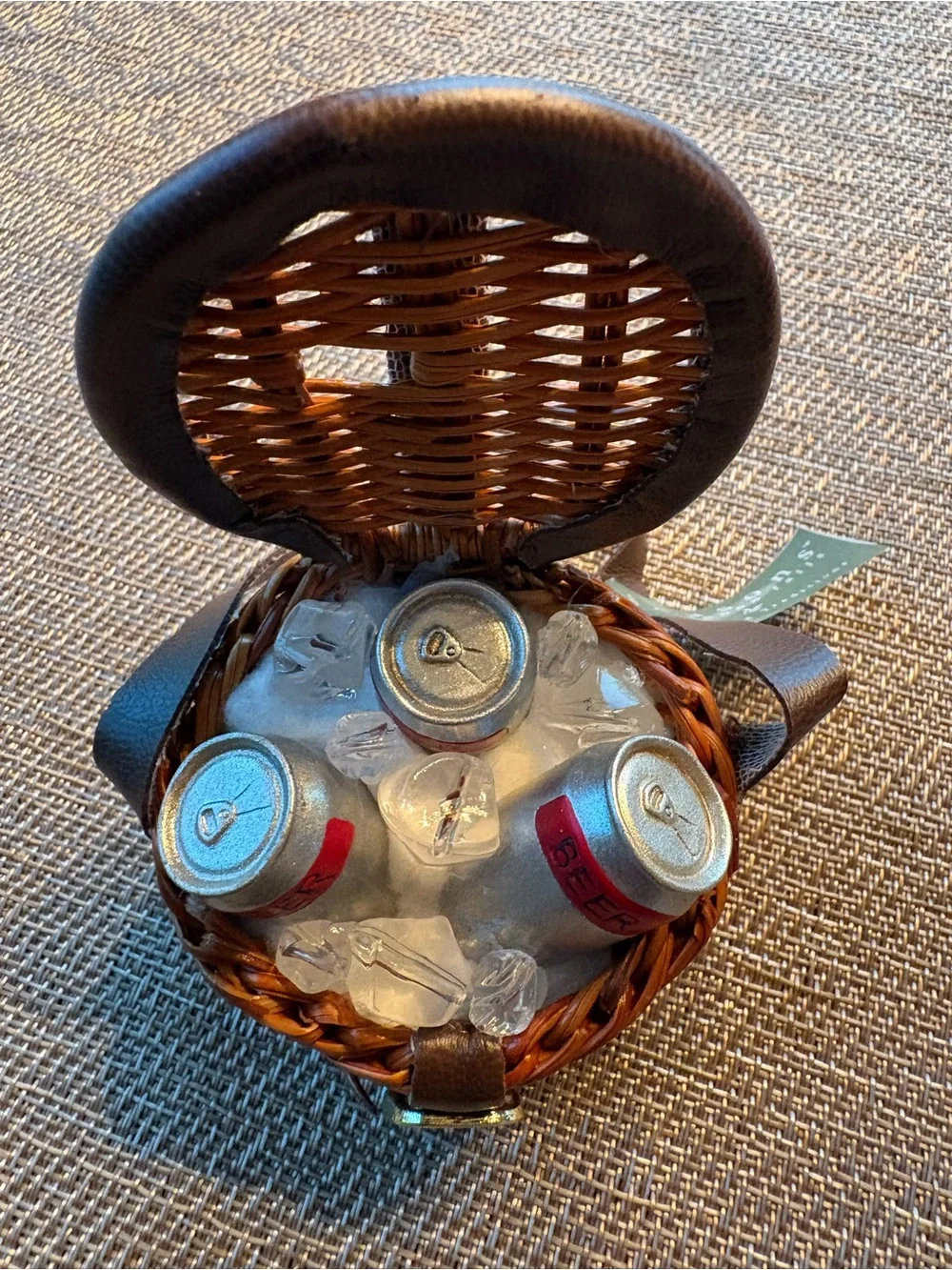 Mini Wicker Fishing Creel Basket Christmas Ornament Beer Ice Rustic Fisherman